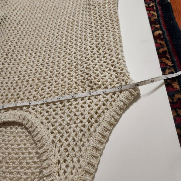 W118 Walter Baker Crochet Racerback Tank Top Sz L Cream Gold Shimmer Cover-up - Picture 7 of 8